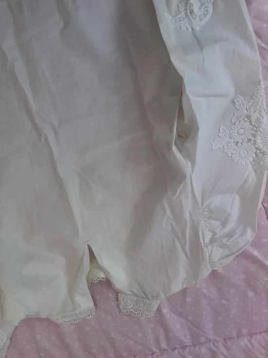 Zara White Lace-Detail Victorian-Inspired Blouse - Picture 8 of 10